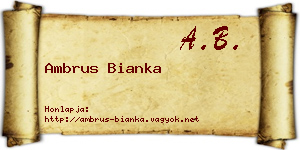 Ambrus Bianka névjegykártya